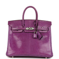 Pre-owned Hermes Birkin 25 Violet Varanus Niloticus Lizard Palladium Hardware