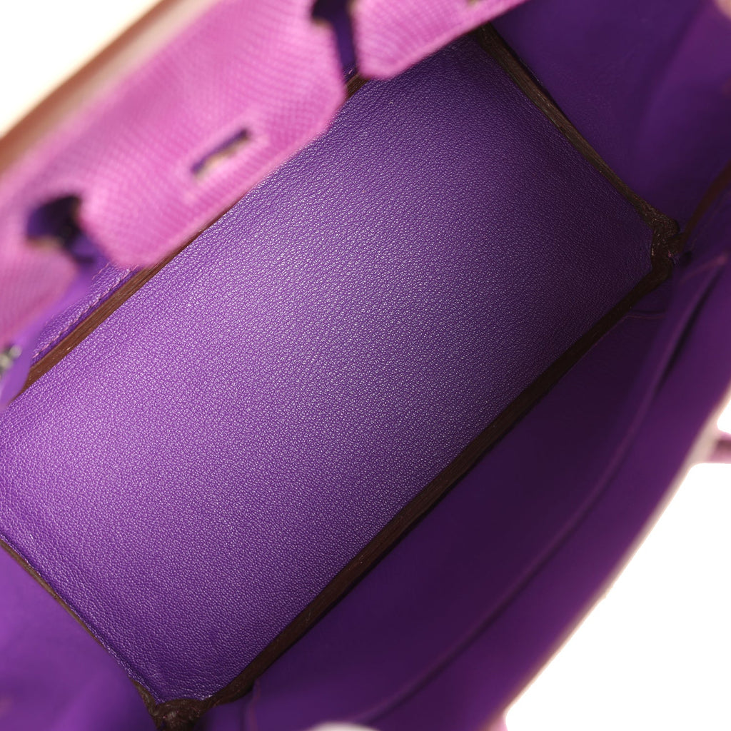 Pre-owned Hermes Birkin 25 Violet Varanus Niloticus Lizard Palladium Hardware