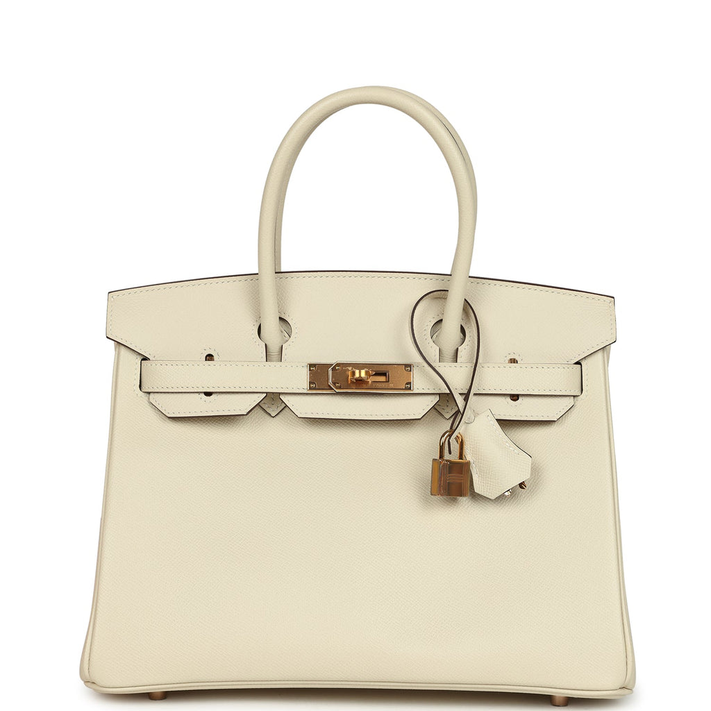Pre-owned Hermes Special Order (HSS) Birkin 30 Craie Verso Epsom Rose Gold Hardware