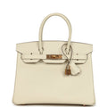 Pre-owned Hermes Special Order (HSS) Birkin 30 Craie Verso Epsom Rose Gold Hardware