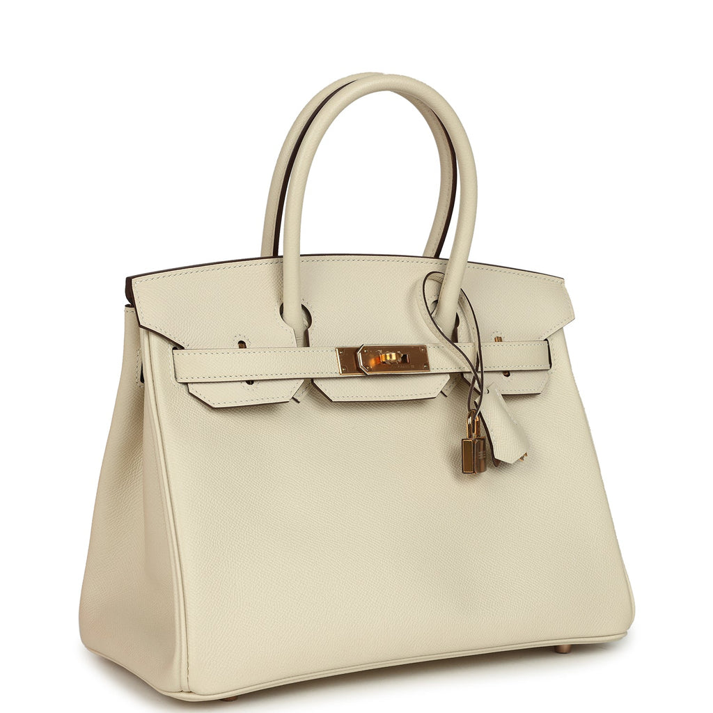 Pre-owned Hermes Special Order (HSS) Birkin 30 Craie Verso Epsom Rose Gold Hardware