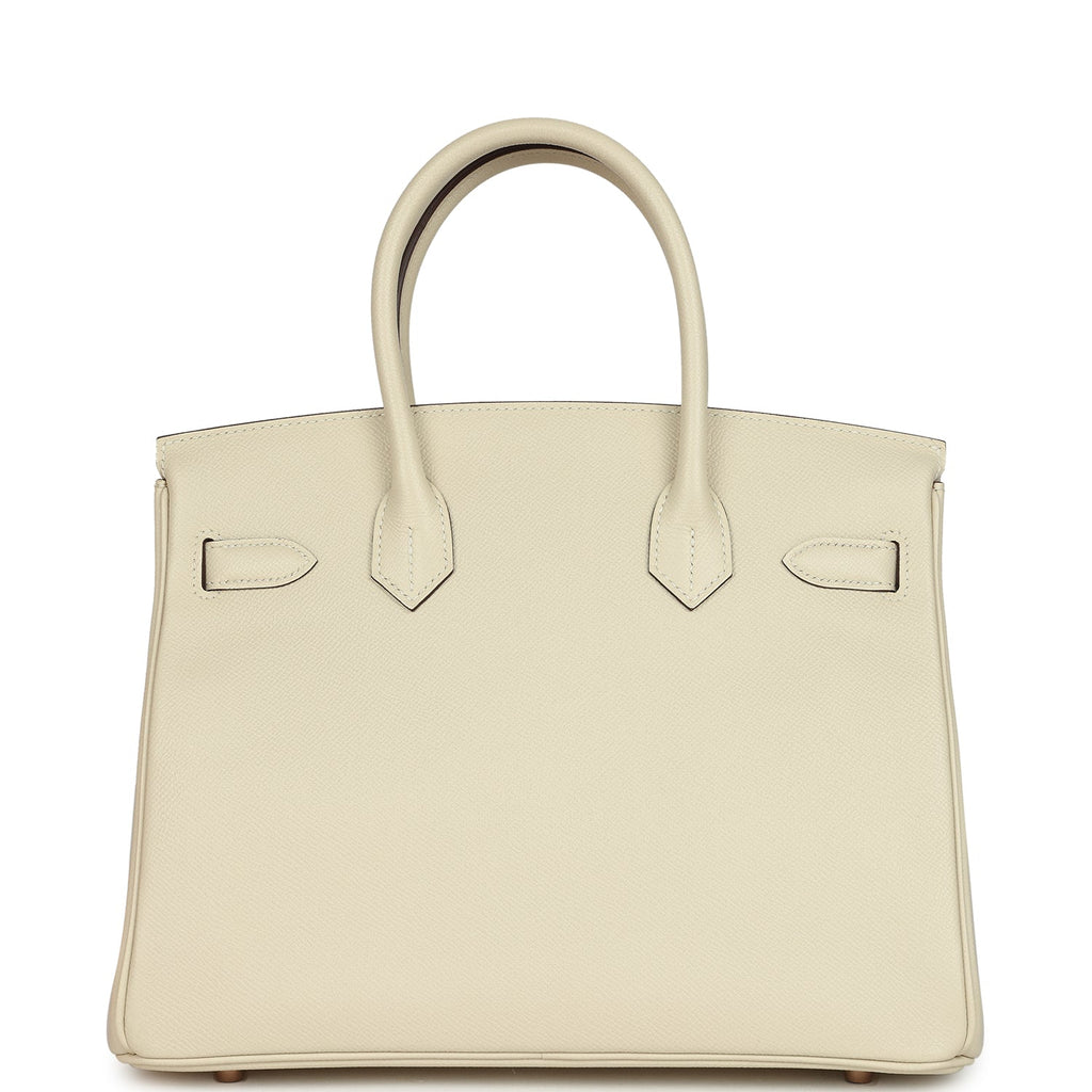 Pre-owned Hermes Special Order (HSS) Birkin 30 Craie Verso Epsom Rose Gold Hardware