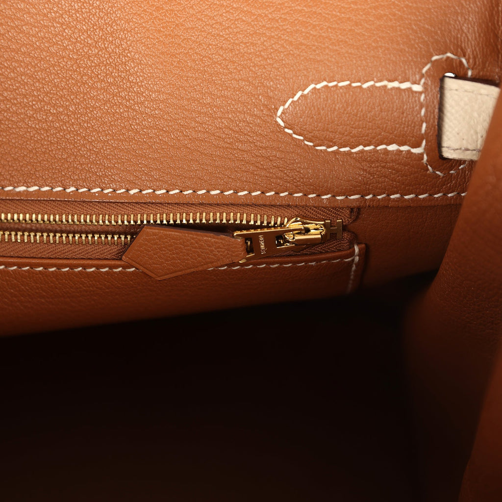 Pre-owned Hermes Special Order (HSS) Birkin 30 Craie Verso Epsom Rose Gold Hardware