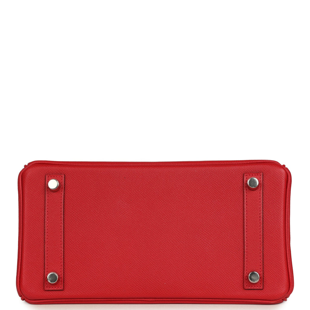 Pre-owned Hermes Birkin 25 Rouge Casaque Epsom Palladium Hardware