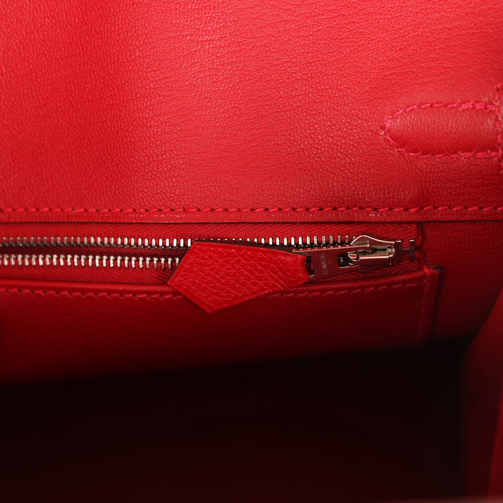 Pre-owned Hermes Birkin 25 Rouge Casaque Epsom Palladium Hardware