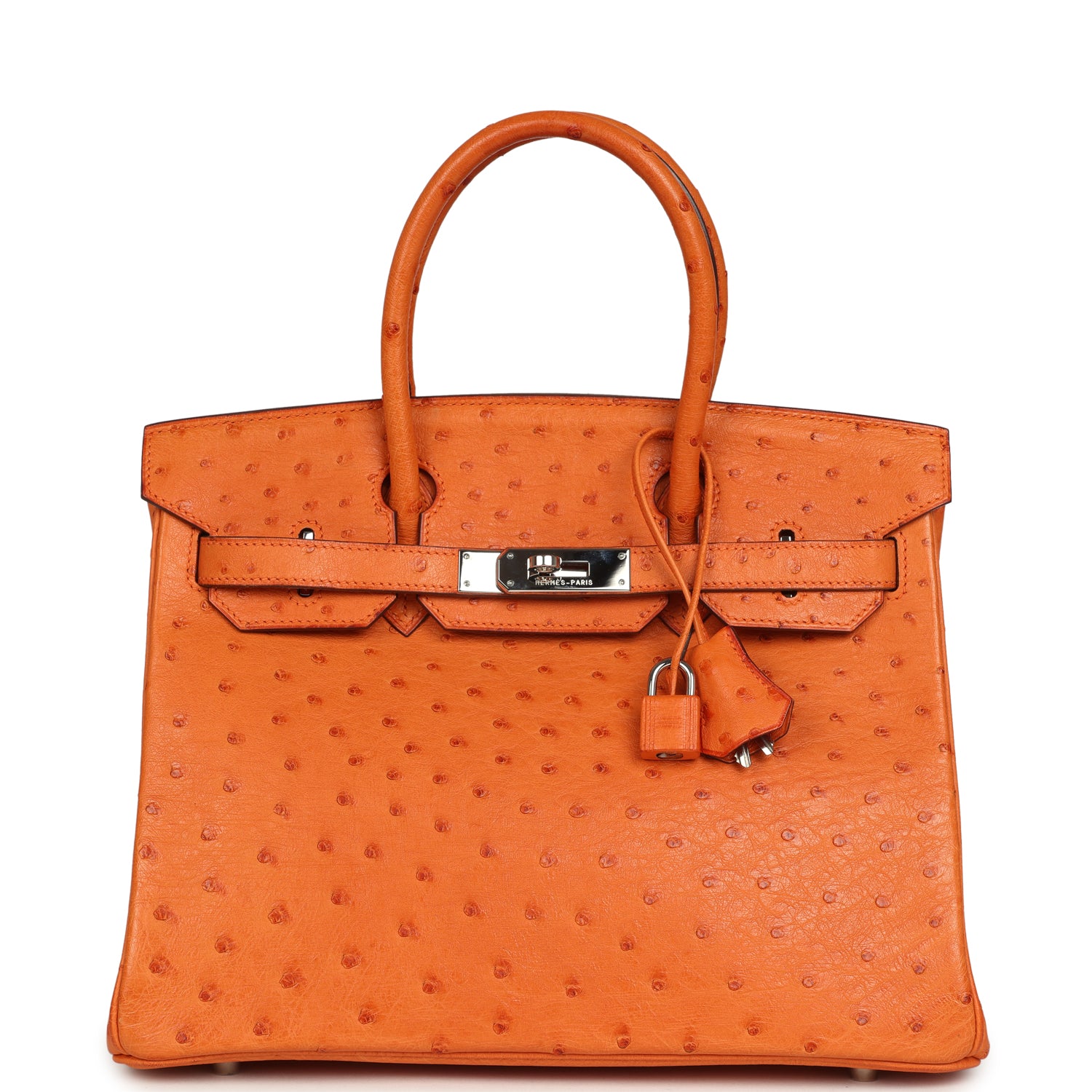 New Hermes Birkin 30 Tangerine Ostrich Palladium Hardware