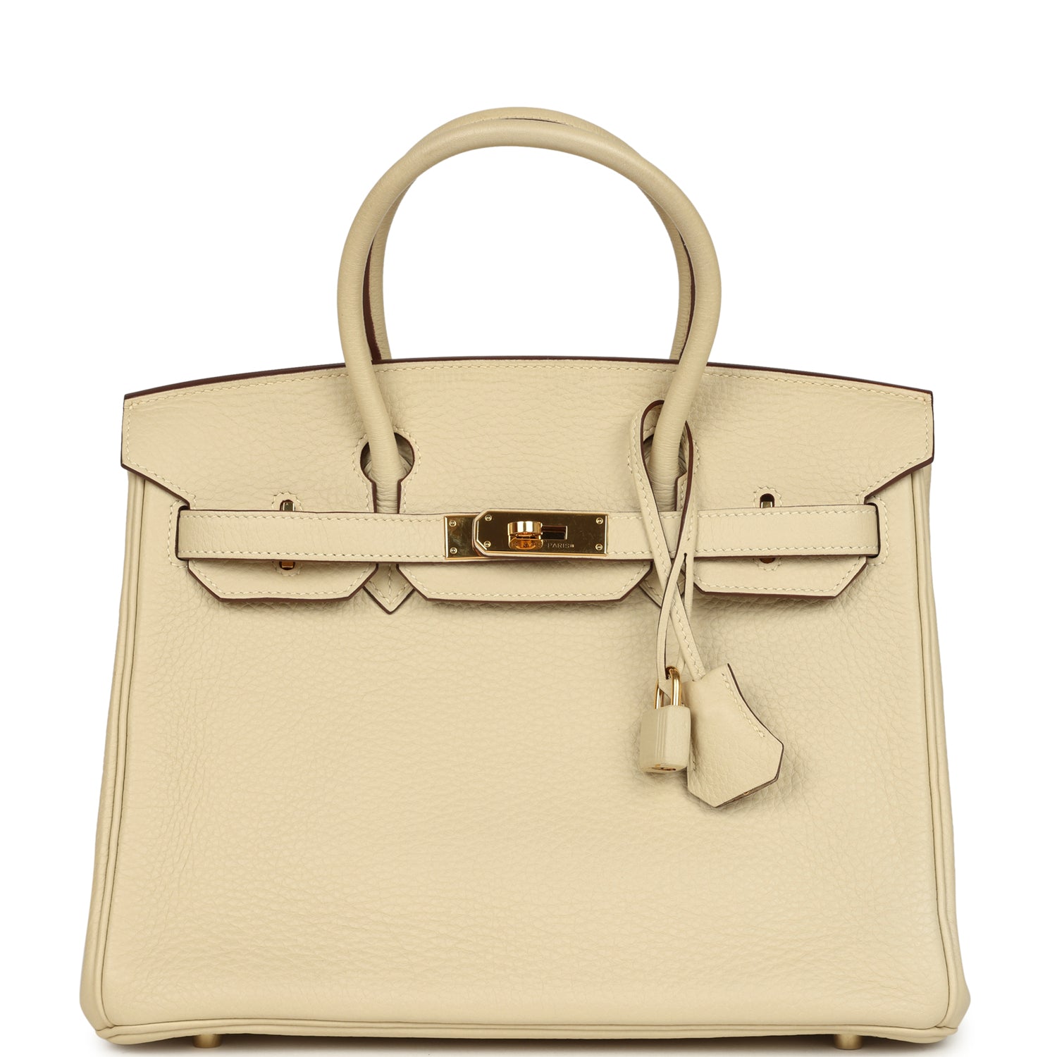 Pre-owned Hermes Birkin 30 Parchemin Clemence Gold Hardware