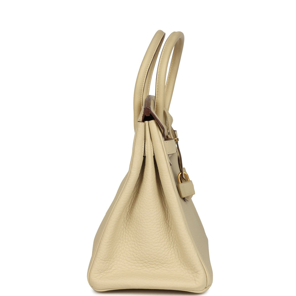 Pre-owned Hermes Birkin 30 Parchemin Clemence Gold Hardware