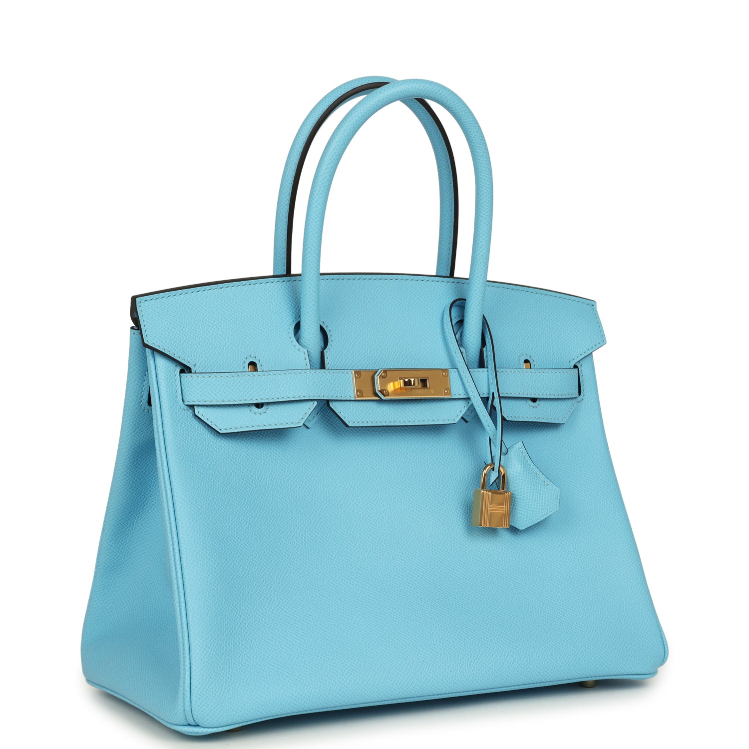 Pre-owned Hermes Birkin 30 Celeste Epsom Gold Hardware