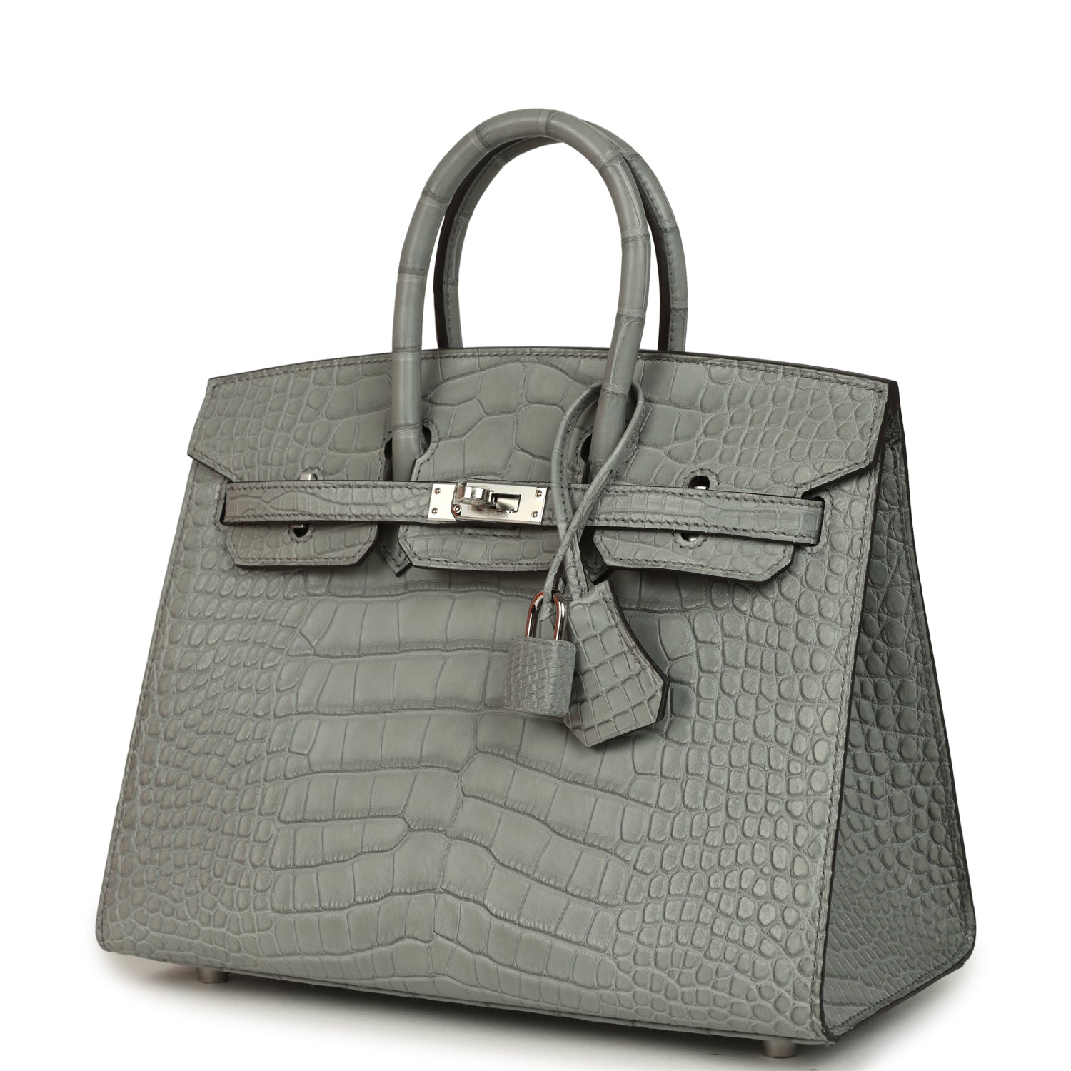 Hermes Birkin Sellier 25 Gris Ciment Matte Alligator Palladium Hardware