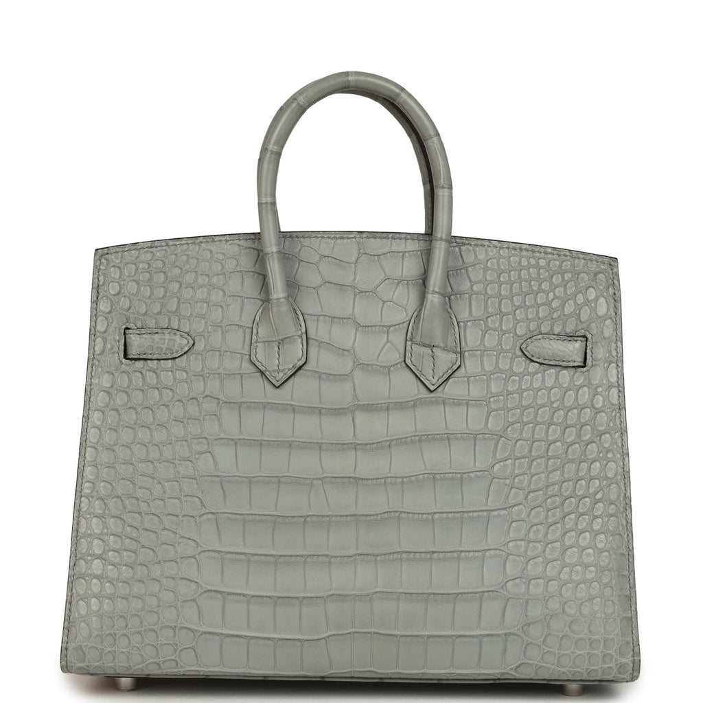 Hermes Birkin Sellier 25 Gris Ciment Matte Alligator Palladium Hardware