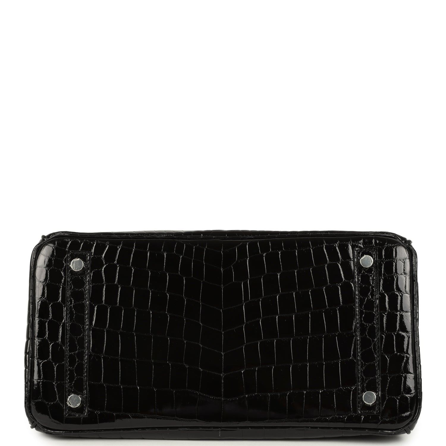 Pre-owned Hermes Birkin 30 Black Shiny Crocodile Niloticus Palladium Hardware