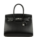 Pre-owned Hermes Birkin Sellier 30 Black Box Palladium Hardware