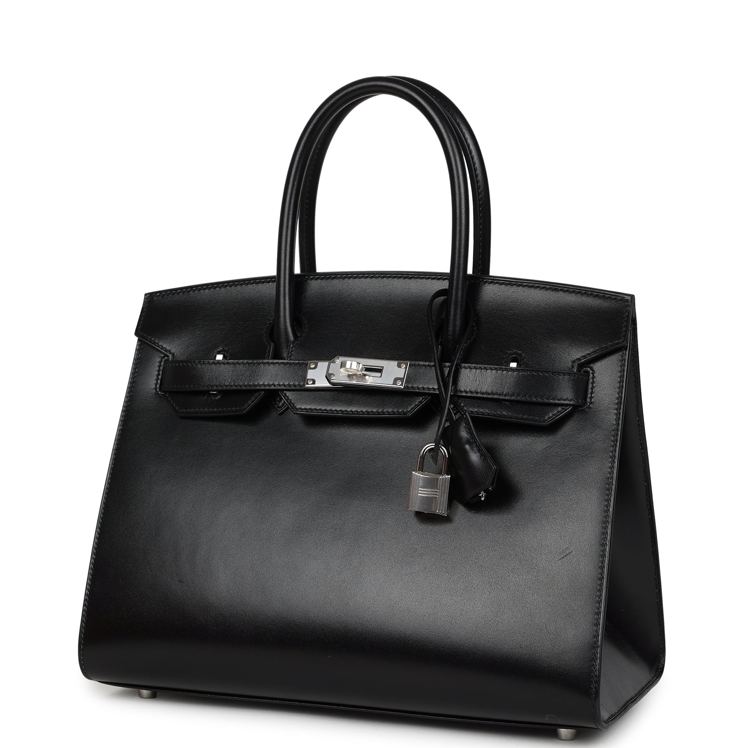 Pre-owned Hermes Birkin Sellier 30 Black Box Palladium Hardware