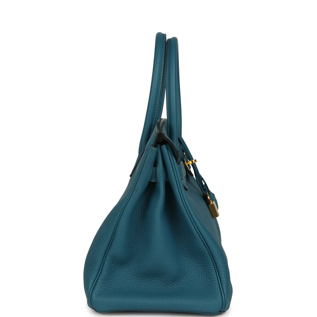 Pre-owned Hermes Birkin 30 Cobalt Togo Gold Hardware