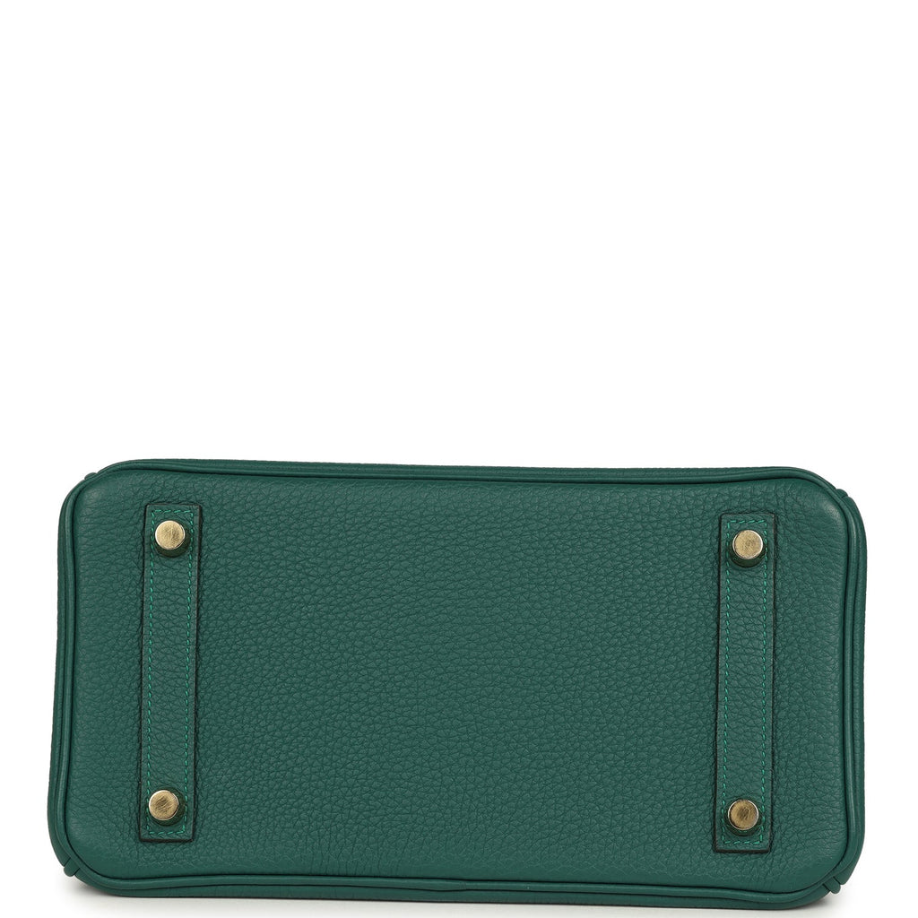 Pre-owned Hermes Birkin 25 Malachite Togo Gold Hardware