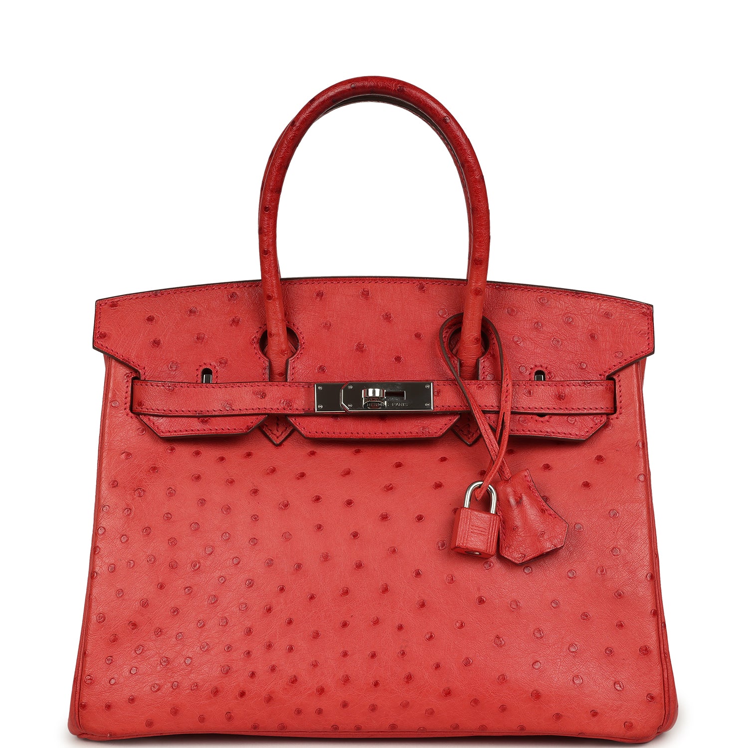 Pre-owned Hermes Birkin 30 Bougainvillea Ostrich Palladium Hardware