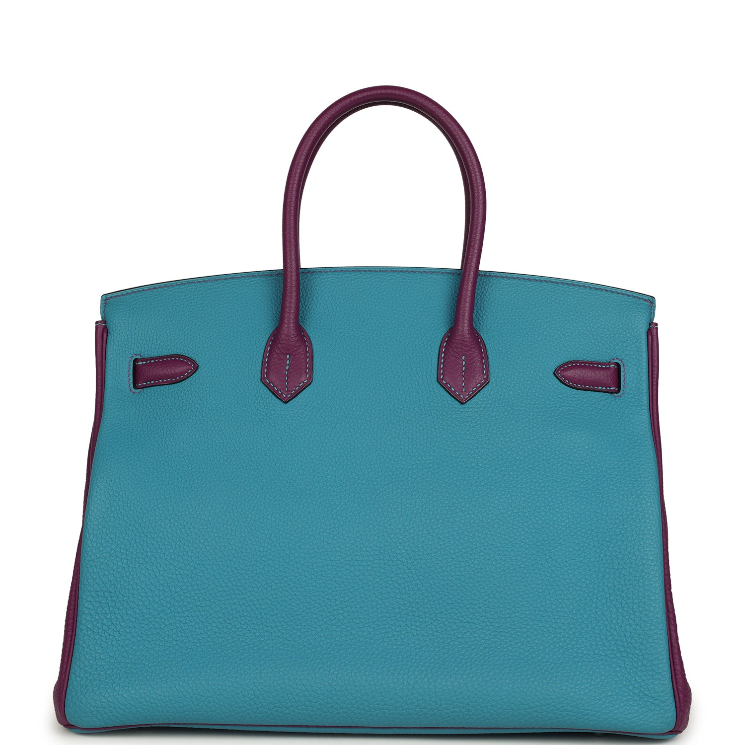 Pre-owned Hermes Special Order (HSS) Birkin 35 Bleu Izmir and Anemone Togo Brushed Palladium Hardware
