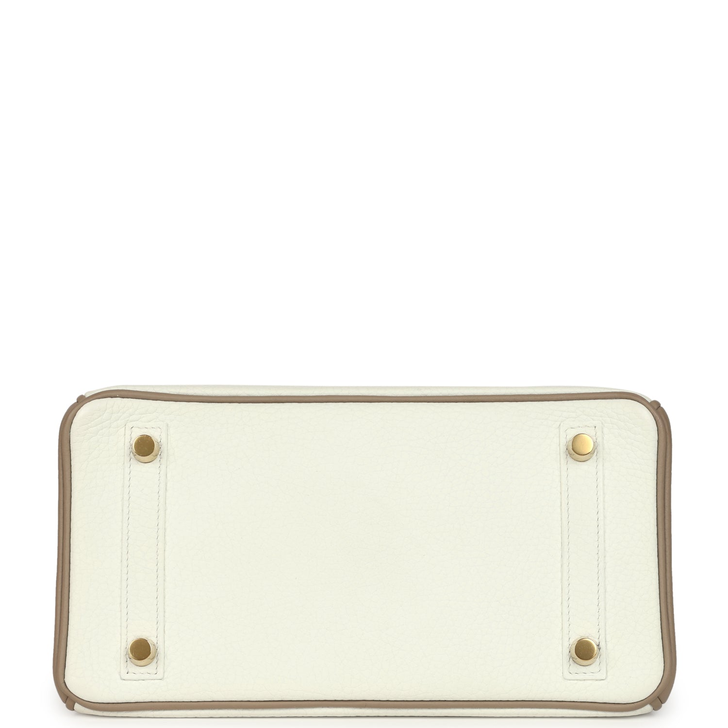 Hermes Special Order (HSS) Birkin 25 White and Etoupe Clemence Brushed Gold Hardware
