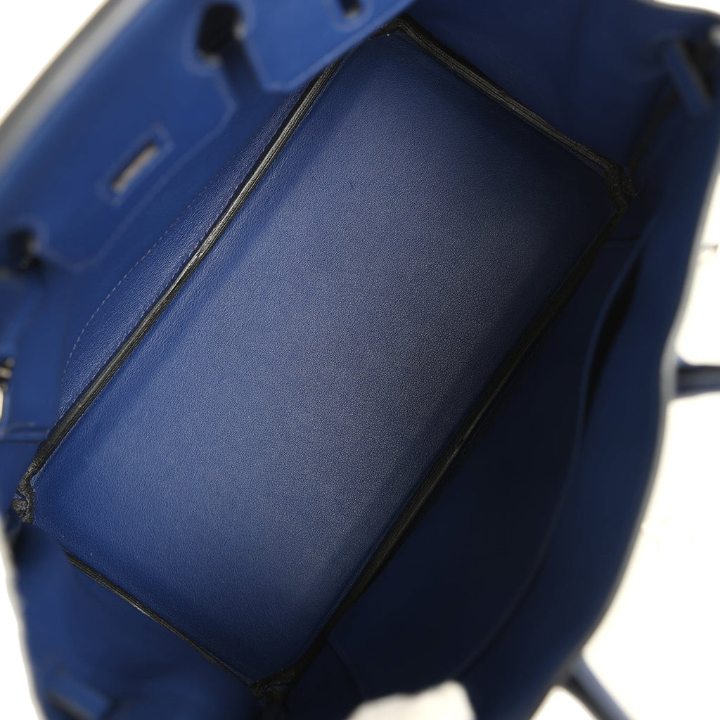 Pre-owned Hermes Birkin 25 Bleu Saphir Swift Palladium Hardware