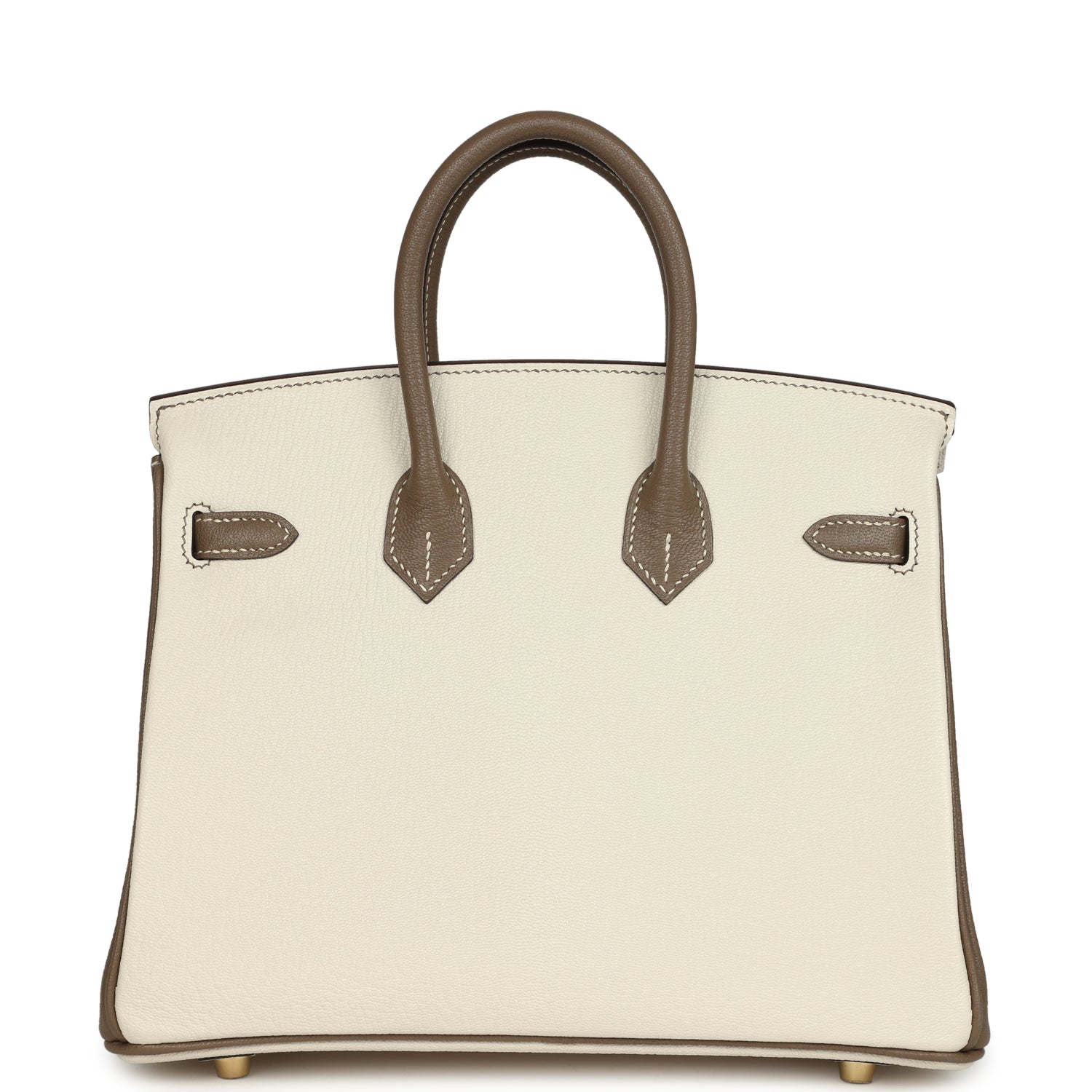 Hermes Special Order (HSS) Birkin 25 Nata and Etoupe Chevre Mysore Brushed Gold Hardware