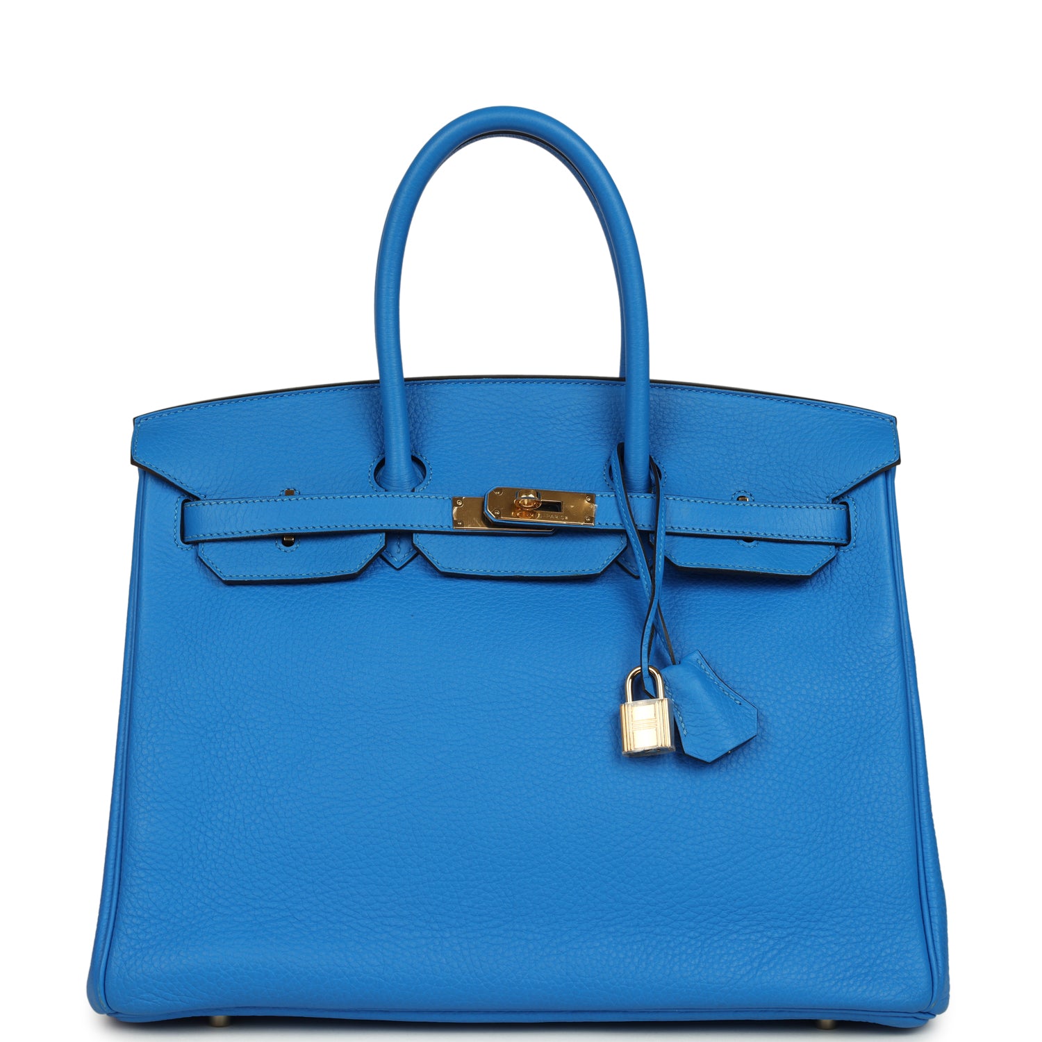 Pre-owned Hermes Birkin 35 Bleu Hydra Clemence Gold Hardware