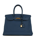 New Hermes Birkin 35 Deep Bleu Togo Gold Hardware