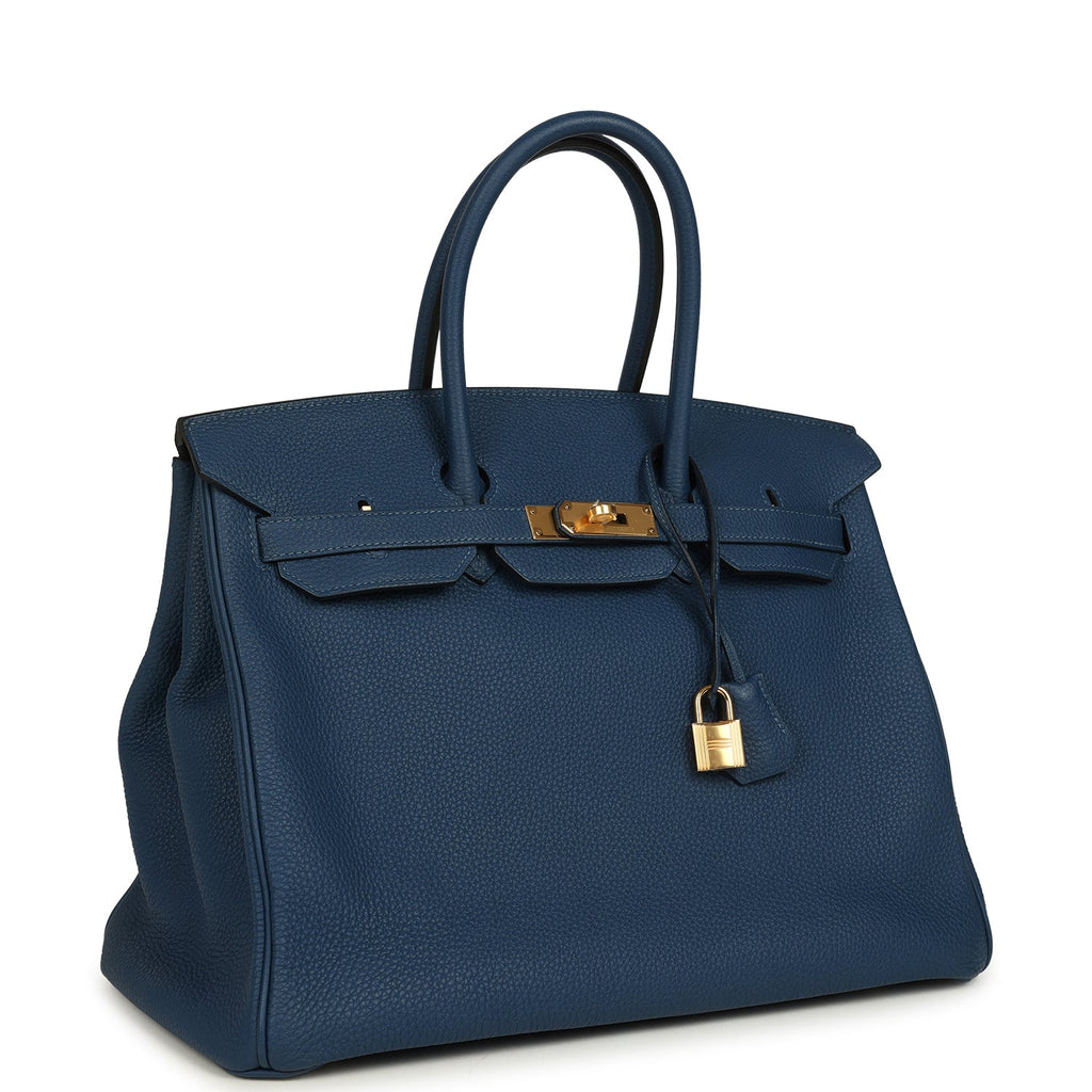 New Hermes Birkin 35 Deep Bleu Togo Gold Hardware