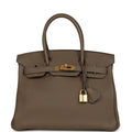 Pre-owned Hermes Birkin 30 Taupe Togo Gold Hardware