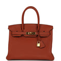 Pre-owned Hermes Birkin 30 Cuivre Togo Gold Hardware