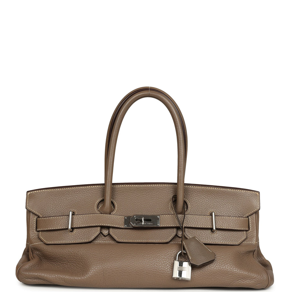 Vintage Hermes Shoulder Birkin 42 JPG Etoupe Clemence Palladium Hardware