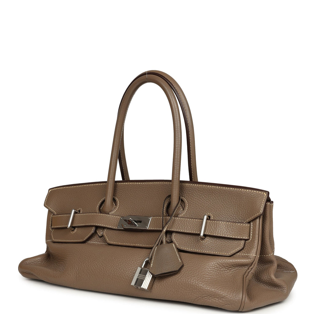 Vintage Hermes Shoulder Birkin 42 JPG Etoupe Clemence Palladium Hardware