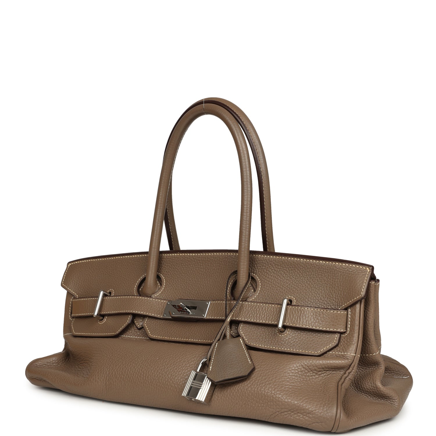 Vintage Hermes Shoulder Birkin 42 JPG Etoupe Clemence Palladium Hardware