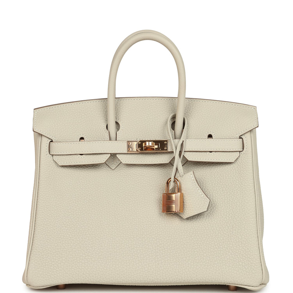 Hermes Special Order (HSS) Birkin 25 Craie Verso Togo Rose Gold Hardware