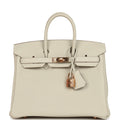 Hermes Special Order (HSS) Birkin 25 Craie Verso Togo Rose Gold Hardware