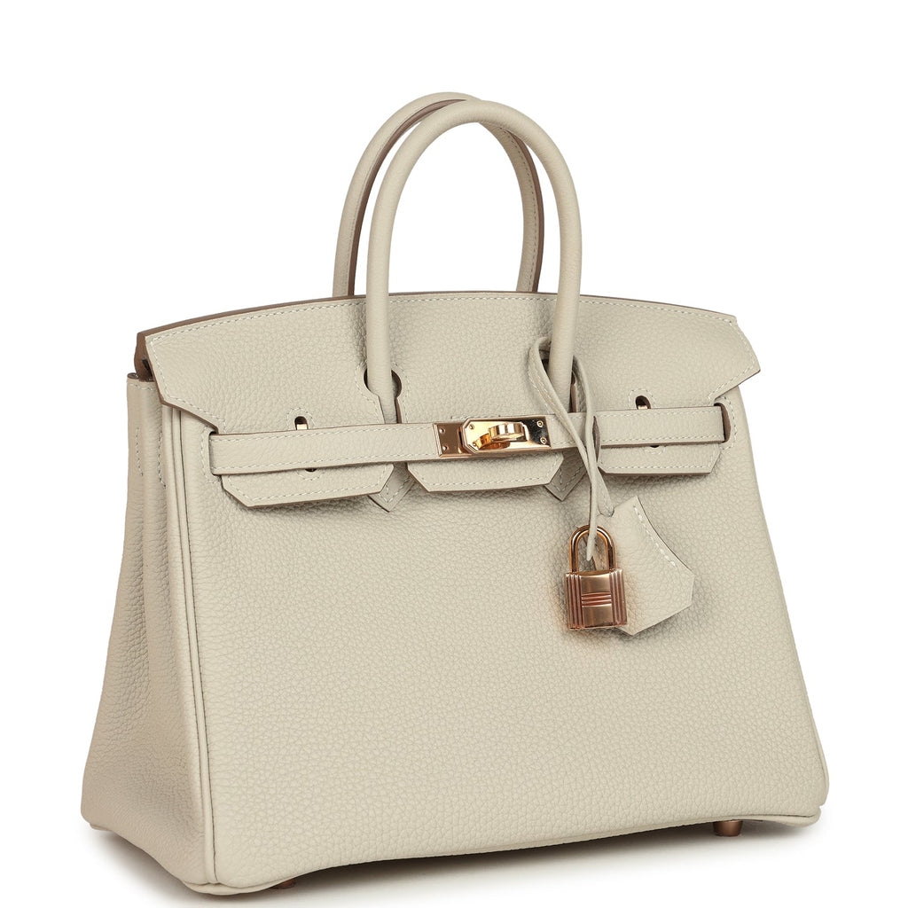 Hermes Special Order (HSS) Birkin 25 Craie Verso Togo Rose Gold Hardware