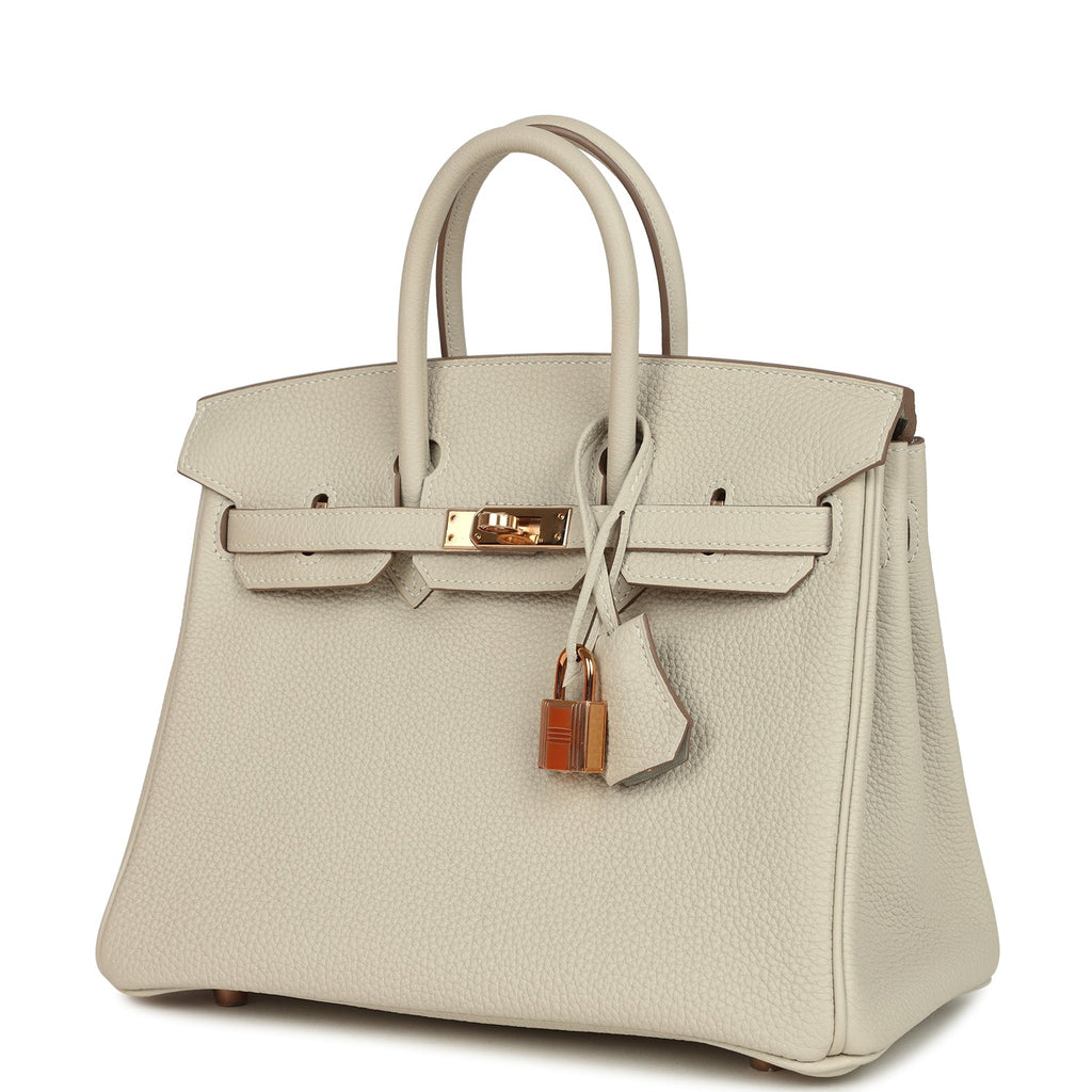 Hermes Special Order (HSS) Birkin 25 Craie Verso Togo Rose Gold Hardware