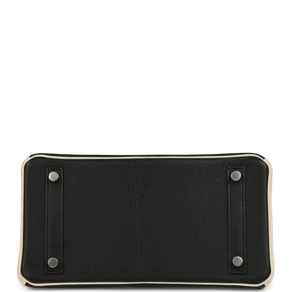 Hermes Special Order (HSS) Birkin 25 Bi-Color Black and Nata Chevre Mysore Palladium Hardware