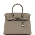 Pre-owned Hermes Special Order (HSS) Birkin 30 Gris Asphalt and Craie Togo Palladium Hardware