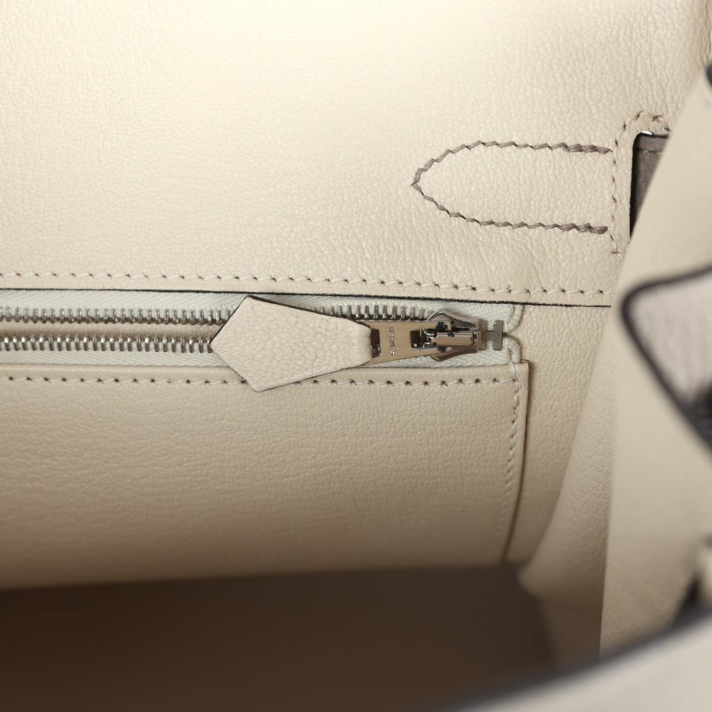 Pre-owned Hermes Special Order (HSS) Birkin 30 Gris Asphalt and Craie Togo Palladium Hardware
