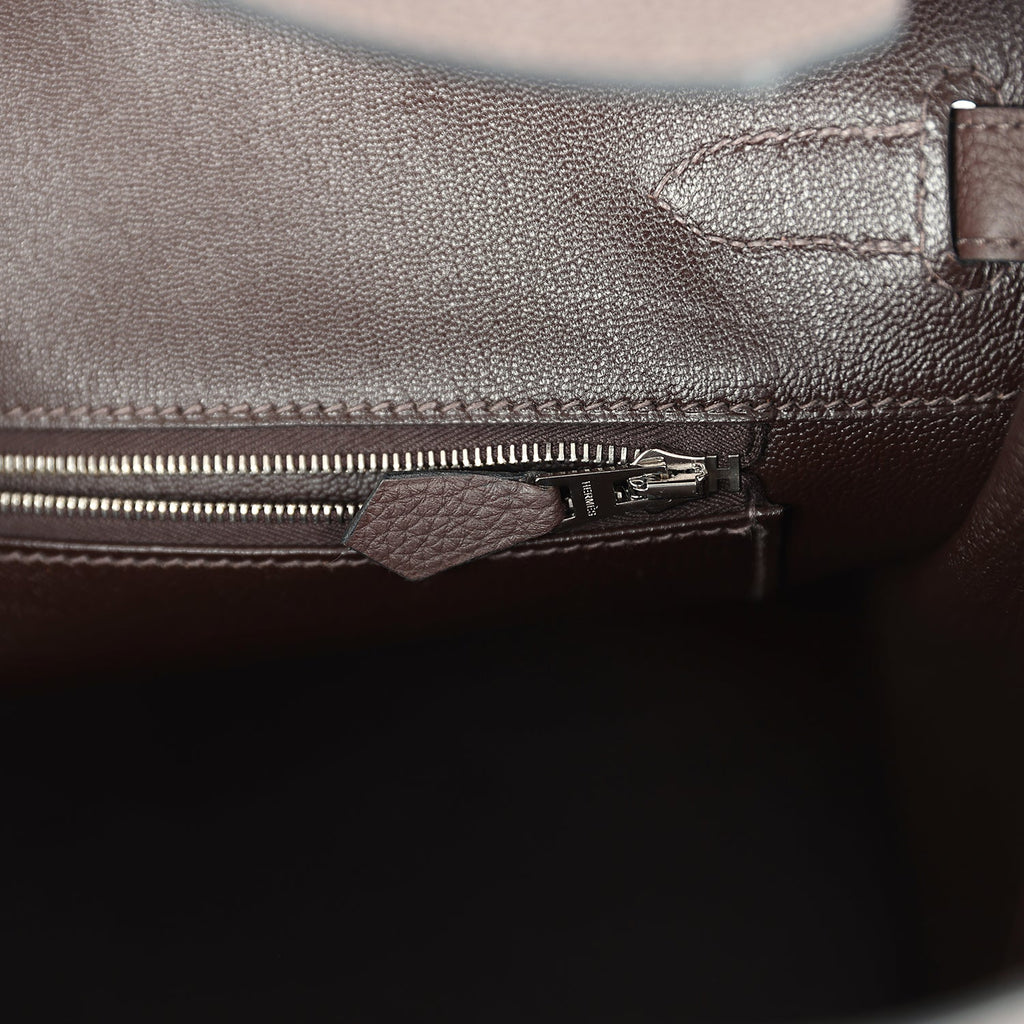 Hermes Birkin 35 Chocolate Togo Palladium Hardware