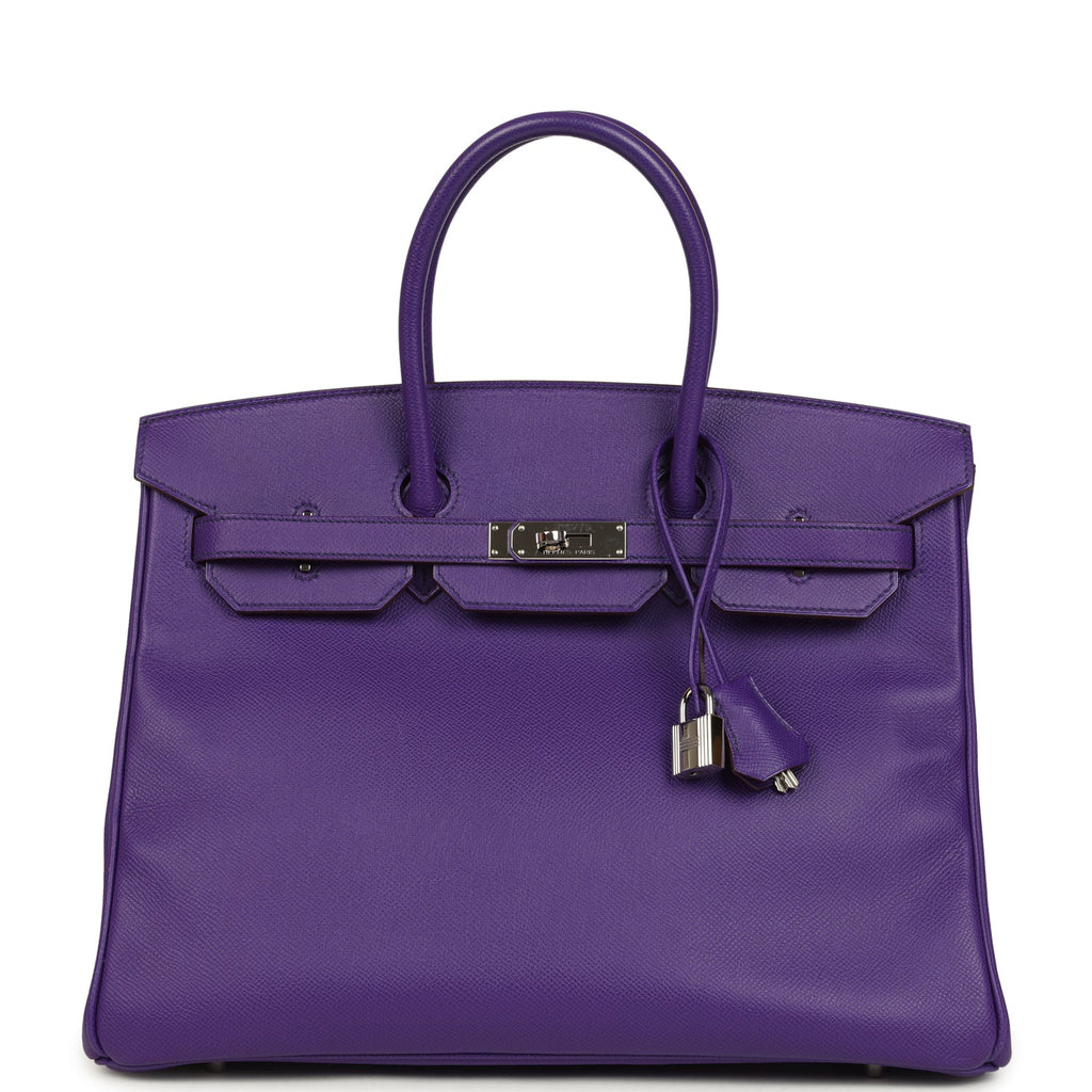 Pre-owned Hermes Birkin 35 Crocus Epsom Palladium Hardware