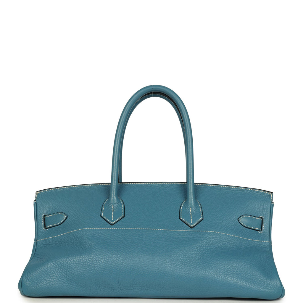 Vintage Hermes Shoulder Birkin 42 JPG Blue Jean Clemence Palladium Hardware