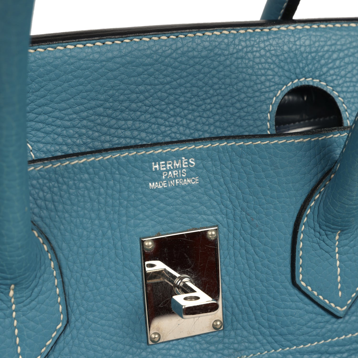 Vintage Hermes Shoulder Birkin 42 JPG Blue Jean Clemence Palladium Hardware