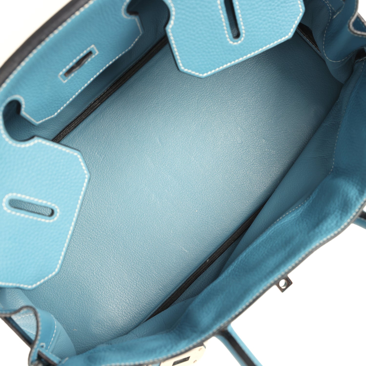 Vintage Hermes Shoulder Birkin 42 JPG Blue Jean Clemence Palladium Hardware