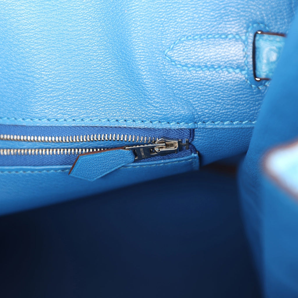 Pre-owned Hermes Birkin 35 Mykonos Matte Alligator Palladium Hardware