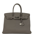 Pre-owned Hermes Birkin 35 Etain Togo Palladium Hardware