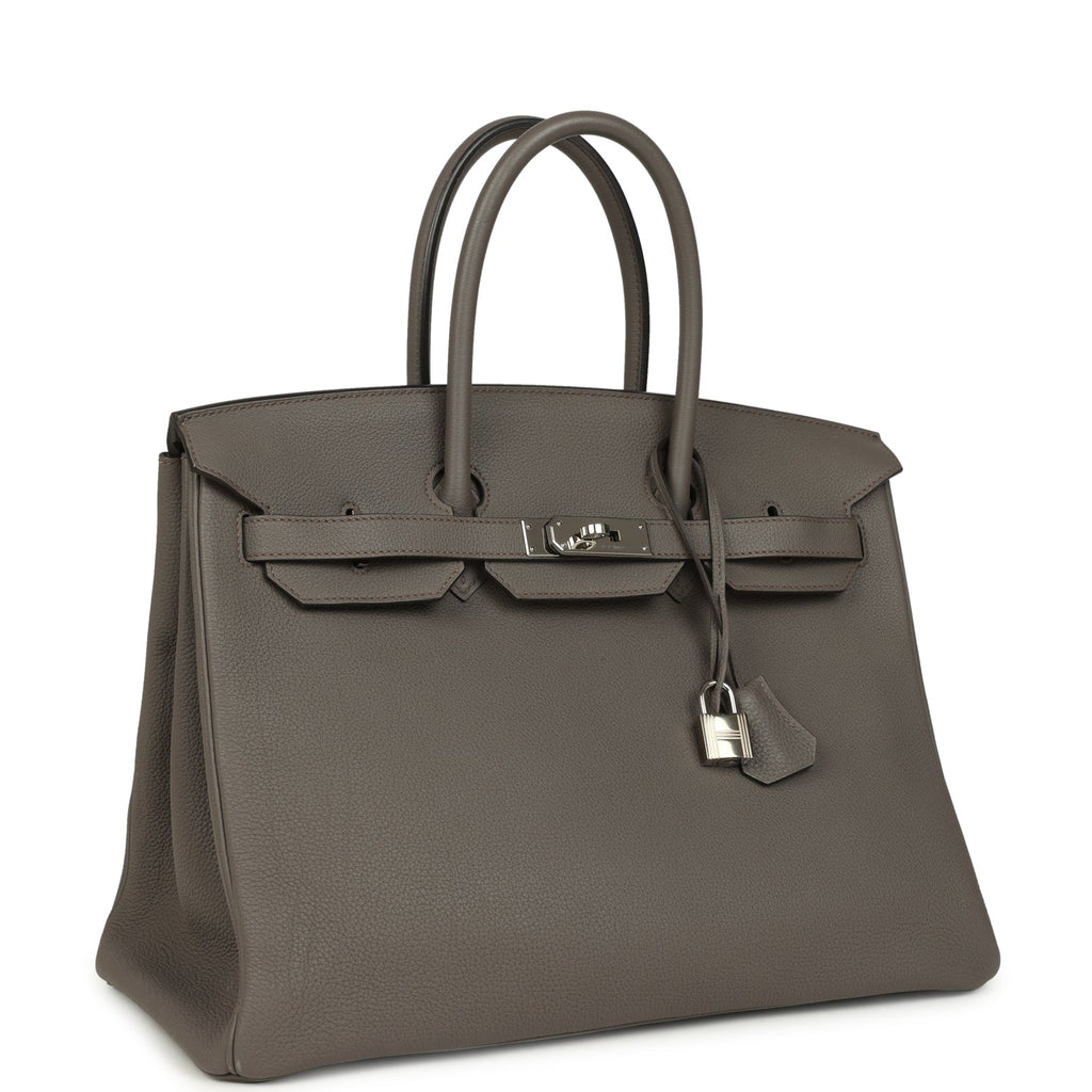 Pre-owned Hermes Birkin 35 Etain Togo Palladium Hardware