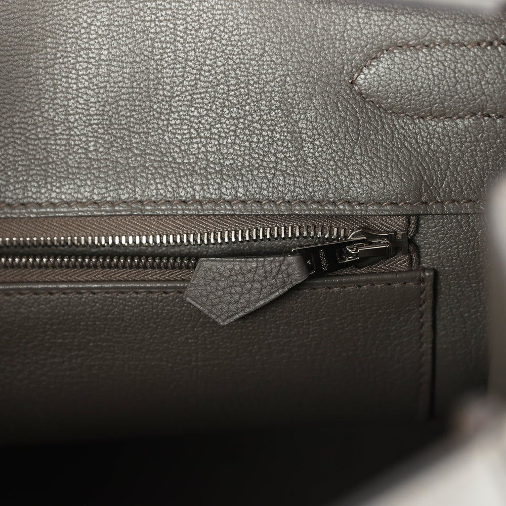 Pre-owned Hermes Birkin 35 Etain Togo Palladium Hardware