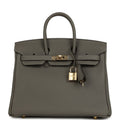 Hermes Birkin 25 Gris Meyer Togo Permabrass Hardware